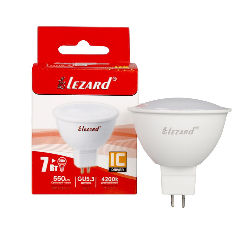 Лампа світлодіодна Lezard LED MR 7Вт, GU5.3, 550K (442-MR16-07)